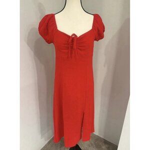 monteau los angeles solid red short sleeve cold shoulder Knee Length dress Xs